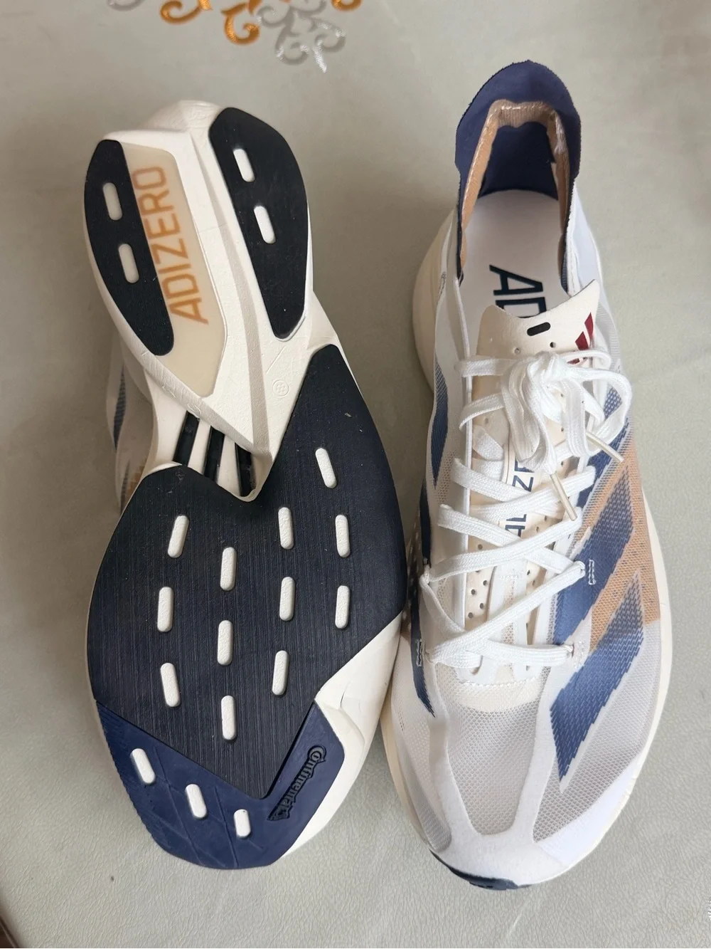 adidas White and Navy Mesh Running Shoes
